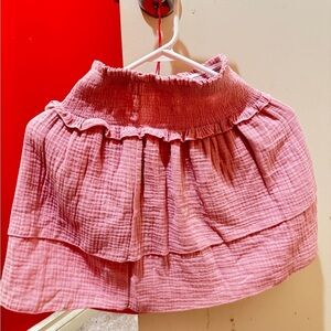 Pink Ruffled Skirt with elastic waist band size small